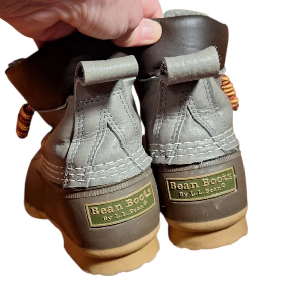 LL BEAN Gray & Green BEAN BOOTS SIZE DM OR 8M Made in MAINE DUCK RARE USA RAINY